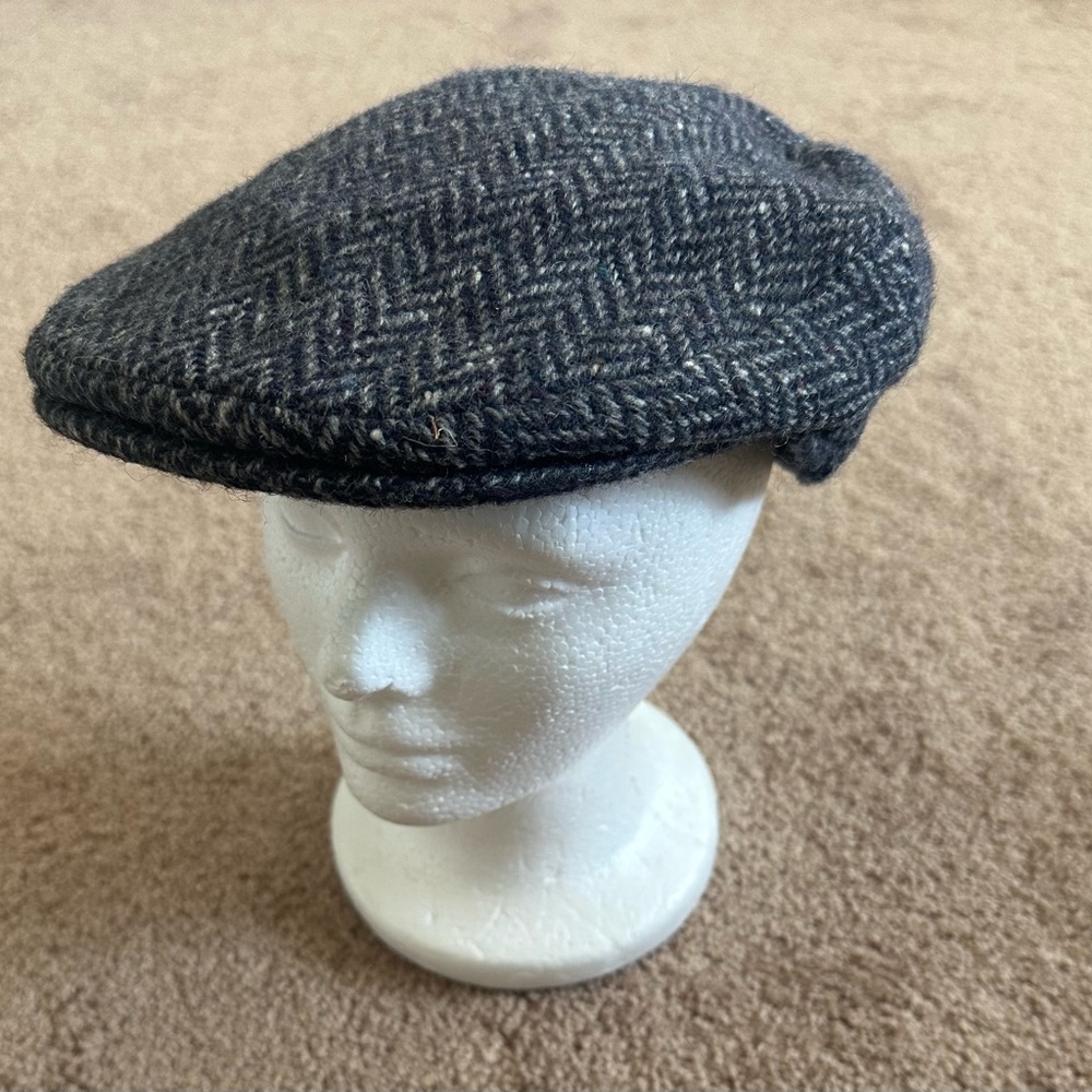 Hats Of Ireland Castlebar 100% Wool Gray Herringbone Driving Cap